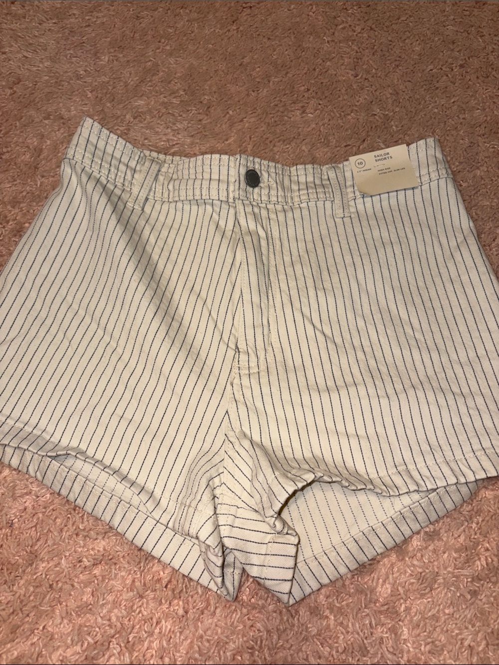 Universal Thread Sailor Shorts Cream Blue Pinstripe Comfort Stretch size 10
